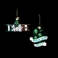 GLASS IRISH AND HEART ORNAMENT